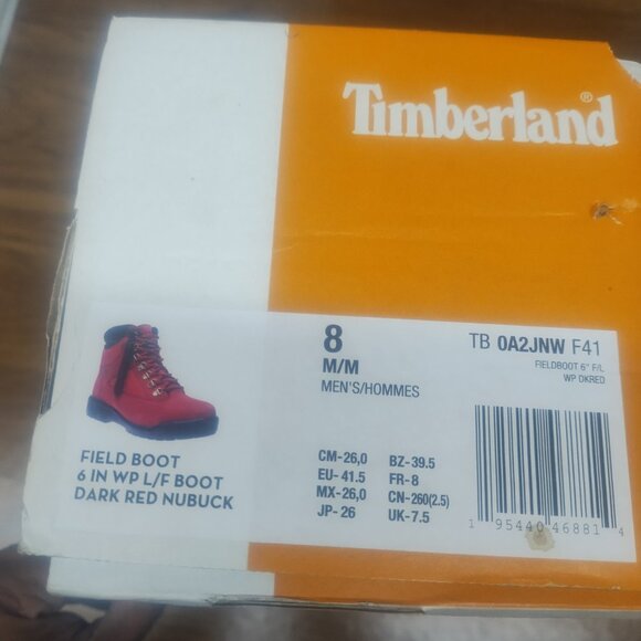 Mens 6" Timberland field boots Dk Rd Sz 8 - Picture 3 of 16